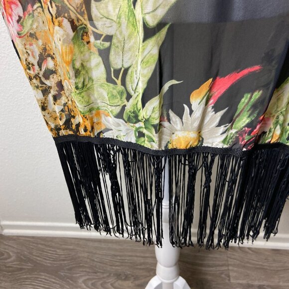 Cover Up Swim Cardigan Floral Fringe Sz M - Picture 4 of 9